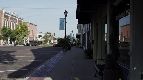 Small Town Streets, Stores and Buildings Stock Footage 87479103