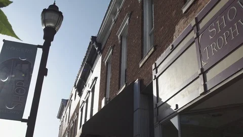 Small Town Streets, Stores and Buildings Stock Footage 87479614