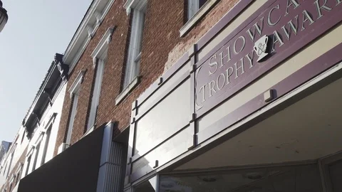 Small Town Streets, Stores and Buildings Stock Footage 87479769