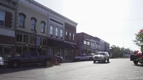 Small Town Streets, Stores and Buildings Stock Footage 87479859