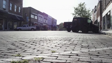 Small Town Streets, Stores and Buildings Stock Footage 87479946