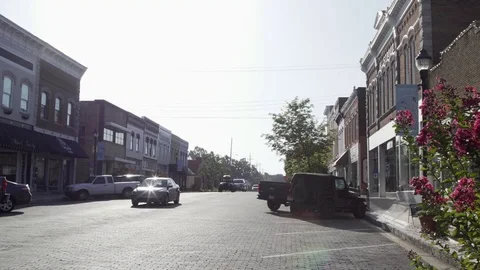 Small Town Streets, Stores and Buildings Stock Footage 87479948