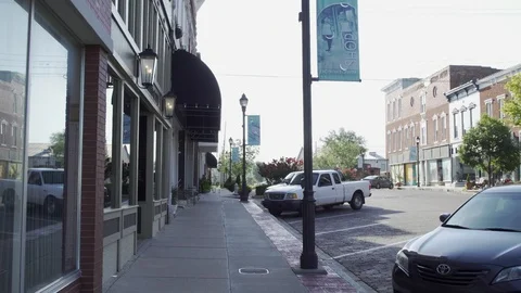 Small Town Streets, Stores and Buildings Stock Footage 87480059