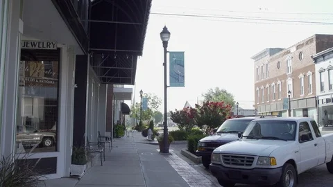 Small Town Streets, Stores and Buildings Stock Footage 87480067
