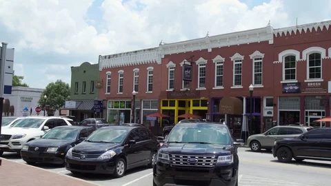Small Town Streets, Stores and Buildings Stock Footage 87480113