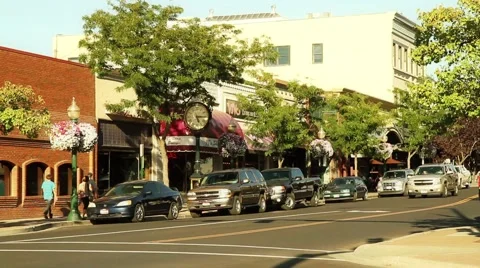 Small Town Streetscene Summer Stock Footage 49401180