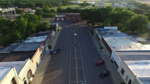 Small Town Strip Flyover Stock Footage 66522859