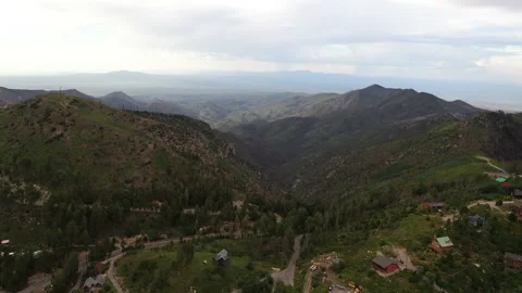 The small town of Summerhaven on top of Mount Lemmon, Arizona, aerial orbit. Stock Footage 165577343