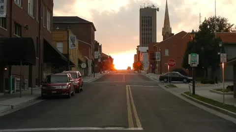 Small Town Sunset Stock Footage 11946240