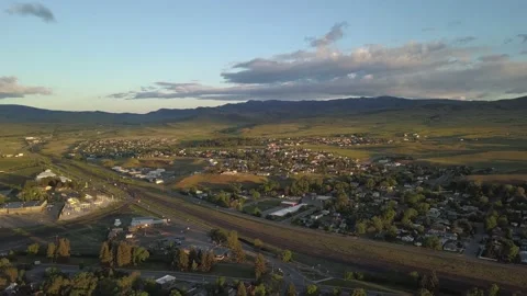 Small town at sunset Stock Footage 166330638