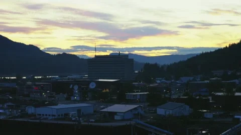 Small town with Sunset Stock Footage 315714081