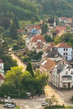 Small town by sunset Stock Photos