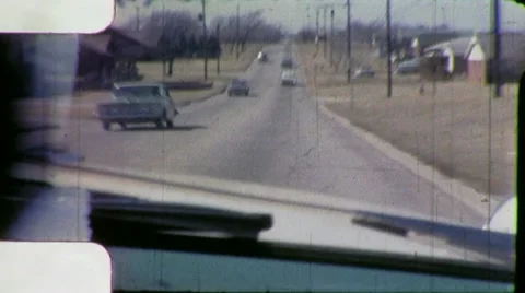 Small Town Texas USA Through the Windshield 1960s Vintage Film Home Movie Stock-Footage 12621732