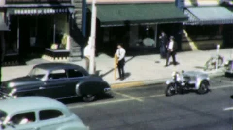 Small Town Traffic Cop Ticket MAIN STREET USA 1940s Vintage Film Home Movie 1951 Stock Footage