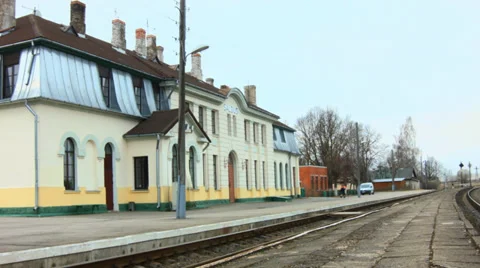 Small town train station Stock Footage 37624272