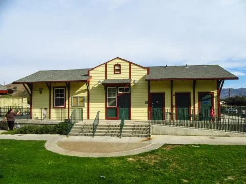 Small Town Train Stop Stock Photos