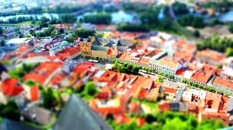 Small town Trencin from bird perspective Stock Footage 40278969