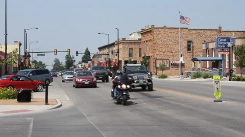 Small town USA with traffic Stock Footage 40301491