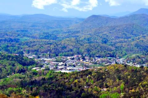 Small Town in the Valley Stock Photos