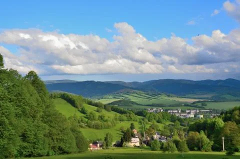 The small town in the valley Stock Photos