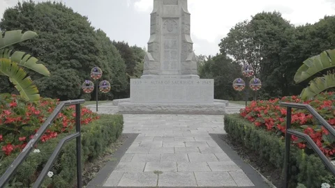 Small Town War Memorial Stock Footage 99374959