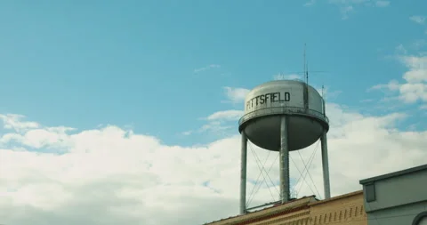 Small Town Water Tower Stock Footage 320370532