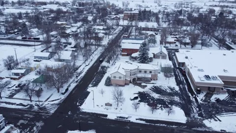 Small town in winter drone fly over Stock Footage 310573842