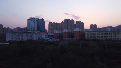 Small towns in the colourful sunset Stock Footage 247363511