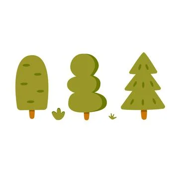A small toy tree. Simple color vector illustration. Decoration for the children Stock Illustration