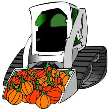 Small tractor load of pumpkins Stock Illustration