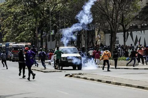 Small traders protest against high taxation in Nairobi, Kenya - 28 Aug 2026 Stock Photos