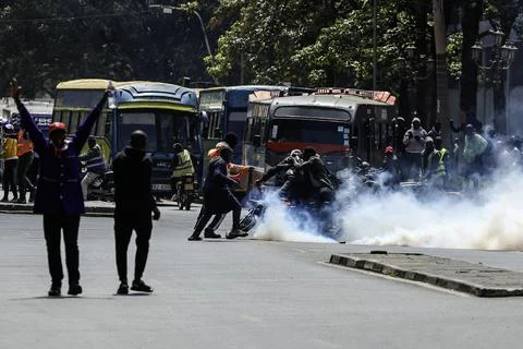 Small traders protest against high taxation in Nairobi, Kenya - 28 Aug 2026 Stock Photos