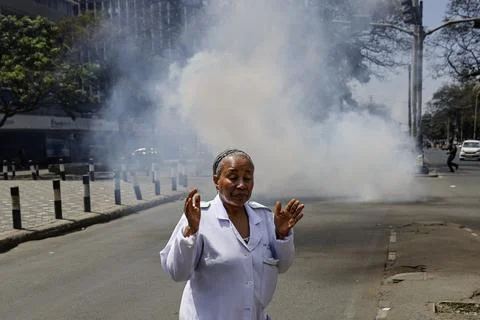 Small traders protest against high taxation in Nairobi, Kenya - 28 Aug 2026 Stock Photos