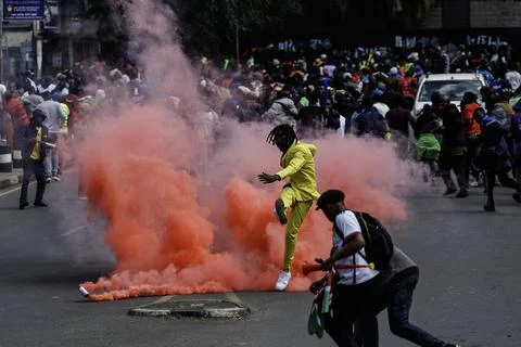 Small traders protest against high taxation in Nairobi, Kenya - 28 Aug 2026 Stock Photos