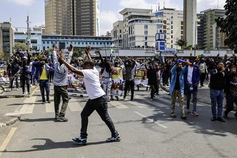 Small traders protest against high taxation in Nairobi, Kenya - 28 Aug 2026 Stock Photos