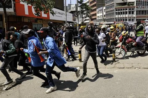 Small traders protest against high taxation in Nairobi, Kenya - 28 Aug 2026 Stock Photos