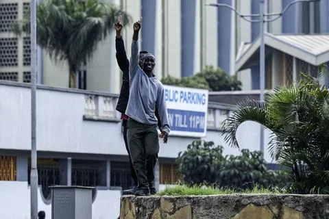 Small traders protest against high taxation in Nairobi, Kenya - 28 Aug 2026 Stock Photos