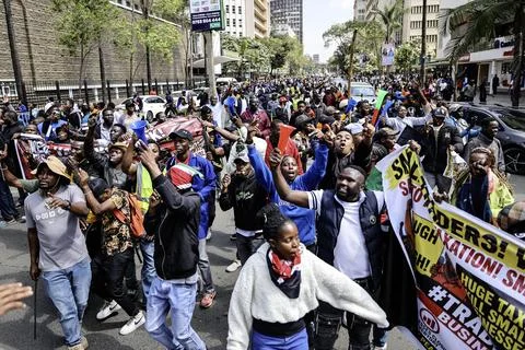 Small traders protest against high taxation in Nairobi, Kenya - 28 Aug 2026 Stock Photos