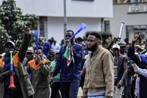 Small traders protest against high taxation in Nairobi, Kenya - 28 Aug 2026 Stock Photos