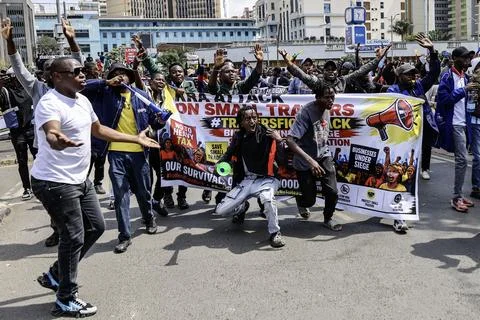 Small traders protest against high taxation in Nairobi, Kenya - 28 Aug 2026 Stock Photos