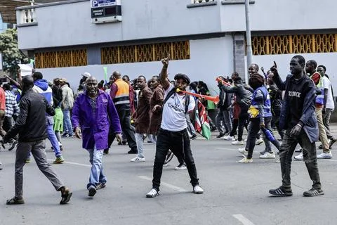Small traders protest against high taxation in Nairobi, Kenya - 28 Aug 2026 Stock Photos