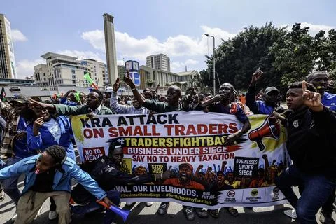 Small traders protest against high taxation in Nairobi, Kenya - 28 Aug 2026 Stock Photos