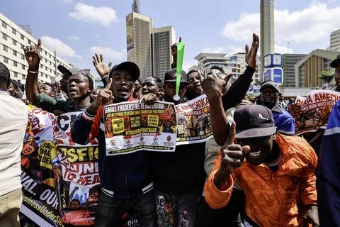 Small traders protest against high taxation in Nairobi, Kenya - 28 Aug 2026 Stock Photos