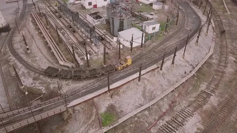 A small train delivers molds across the territory of a metallurgical plant Stock Footage 160666482