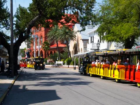 Small train for people in key west streets ,florida Stock Photos