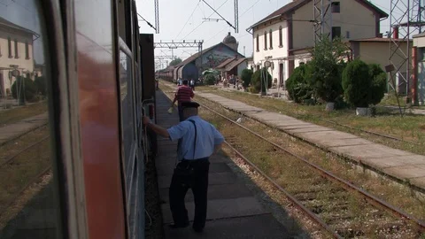 A Small train station Stock Footage 93962395