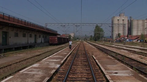 A Small train station Stock Footage 93962413