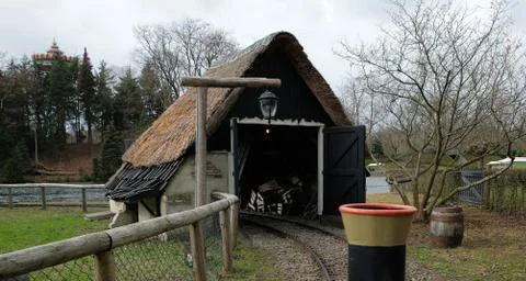 Small train through the amusement park Efteling in the Netherlands Stock Photos