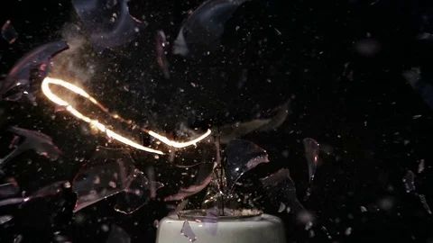 Small Transparent Bulb Exploding When Shattered Slow Motion 2000fps Stock Footage 75946682