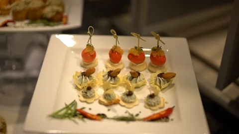 Small treats for guests at the buffet 2 Stock Footage 112129111